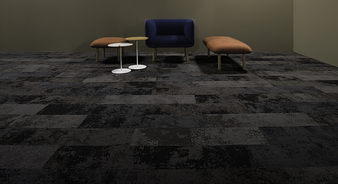 Pure_Base Carpet Planks Grey & Black Patterned Carpet Tile | Base Pure Planks - A carpet tile collection by signature floor coverings | Order custom carpet samples for your carpet flooring project | commercial flooring with carpet planks