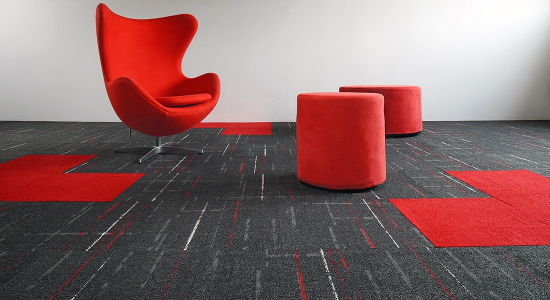 Strike Carpet Tiles Graphite Red 335 | Commercial Carpet by Signature Floors