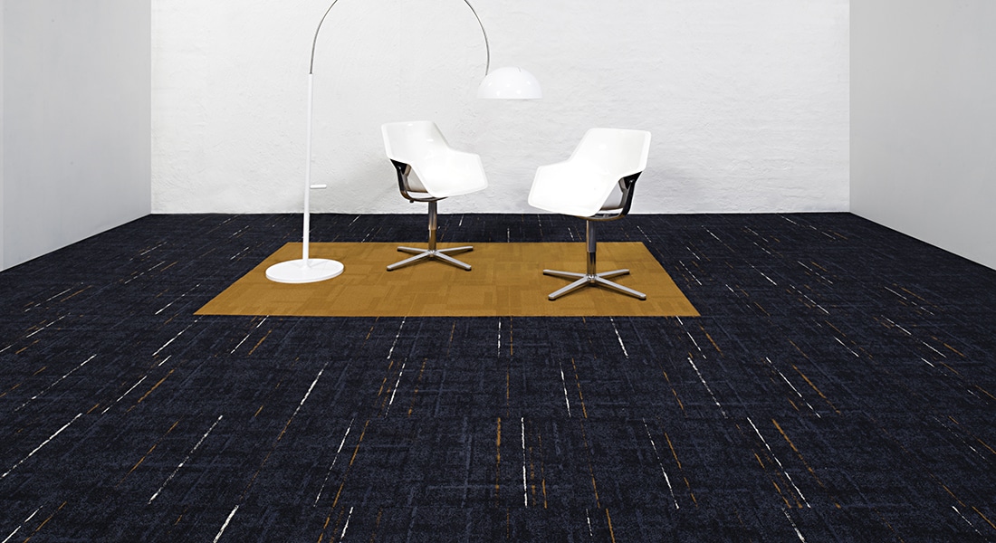 Strike carpet tiles Lapis ginger with a vivid ginger ninja zone | Commercial Carpet by Signature Floor Coverings