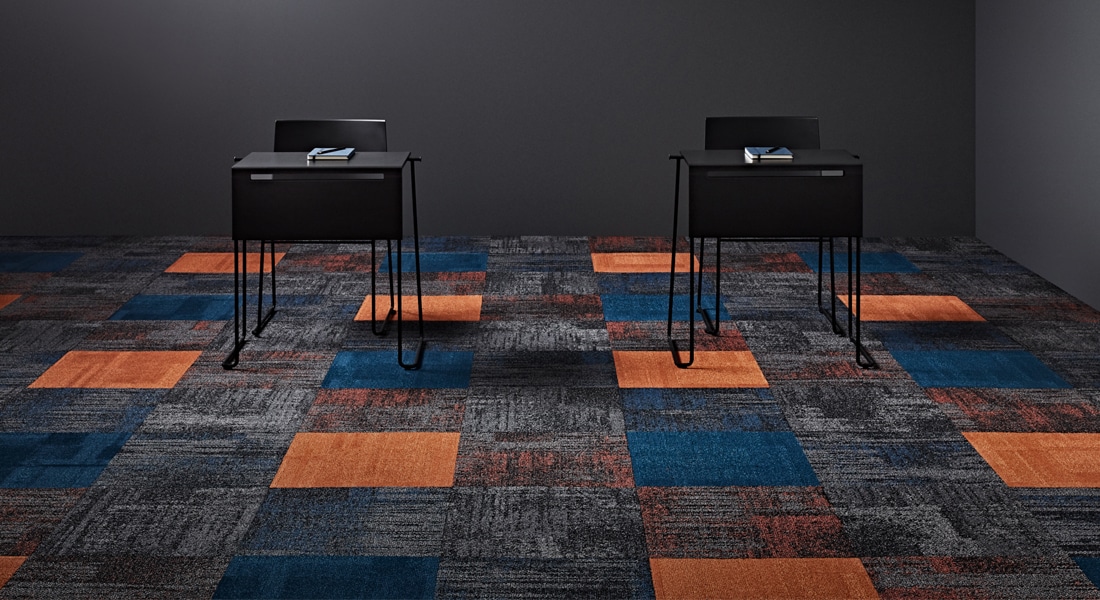 Carpet Tile Collection Raw Elements Gemstone_Basalt_Azurite_2-118-039CB_Vivid_Designer_Denim_Ginger_Ninja